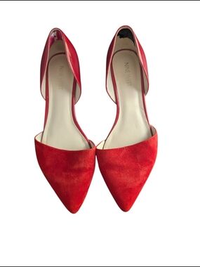 Nine West Red Pointed-Toe D'Orsay Flats Sz.8